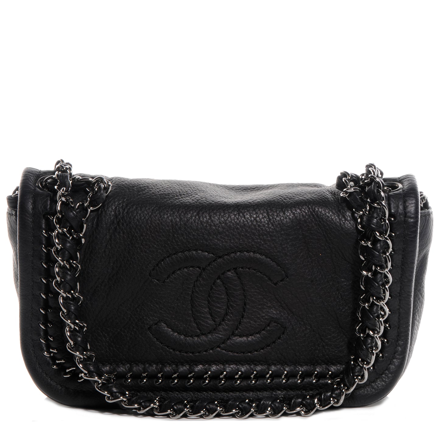 Deerskin Luxe Ligne Small Flap Bag Black