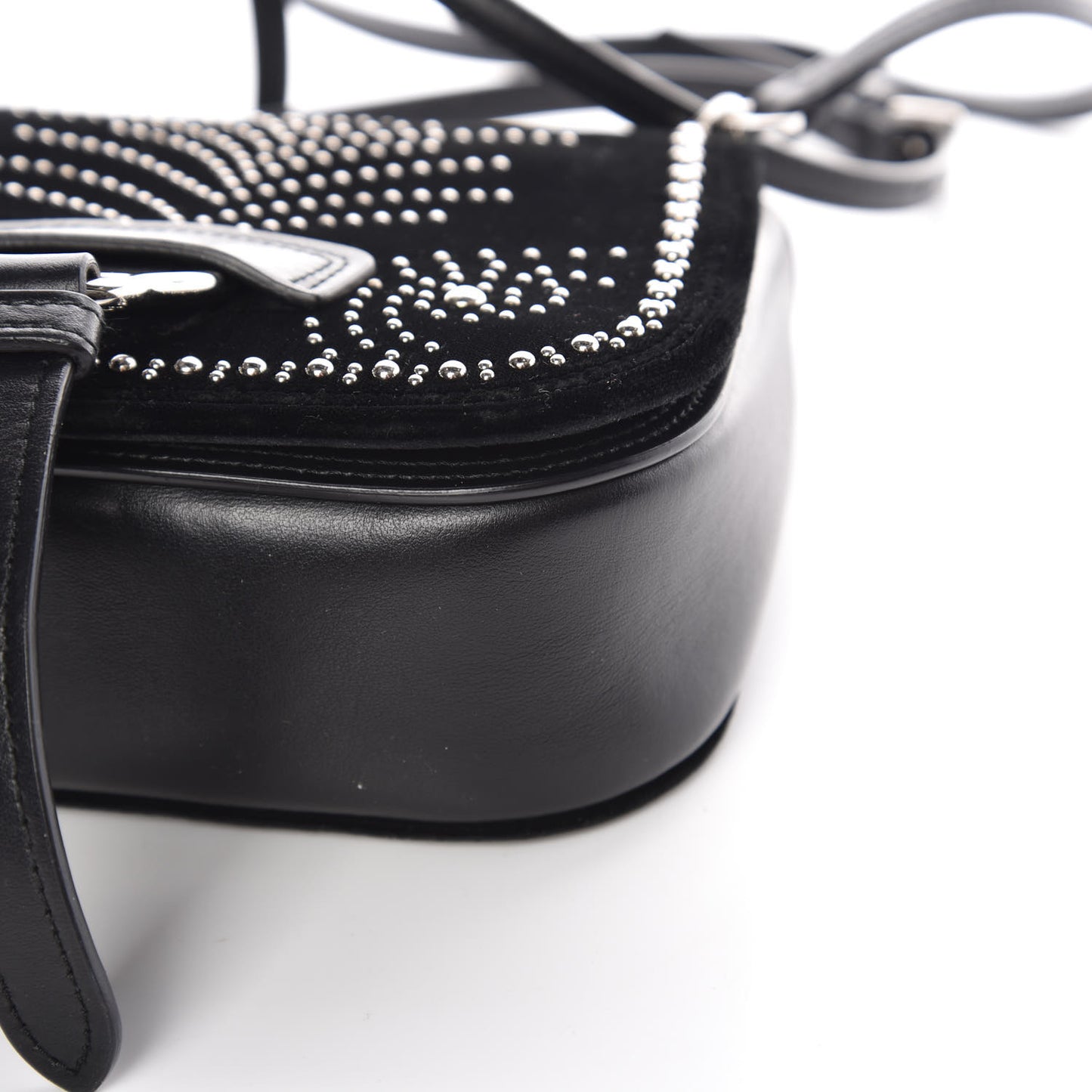 Velluto Soft Calf Studded Dahlia Shoulder Bag Black