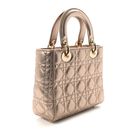 Christian Dior Metallic Lambskin Cannage Small My ABCDior Lady Dior Gold 3 of 9
