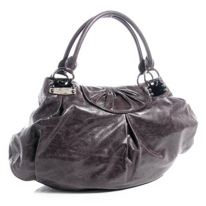 Miu Miu Vitello Lux Cinched Hobo Graphite 3 of 9