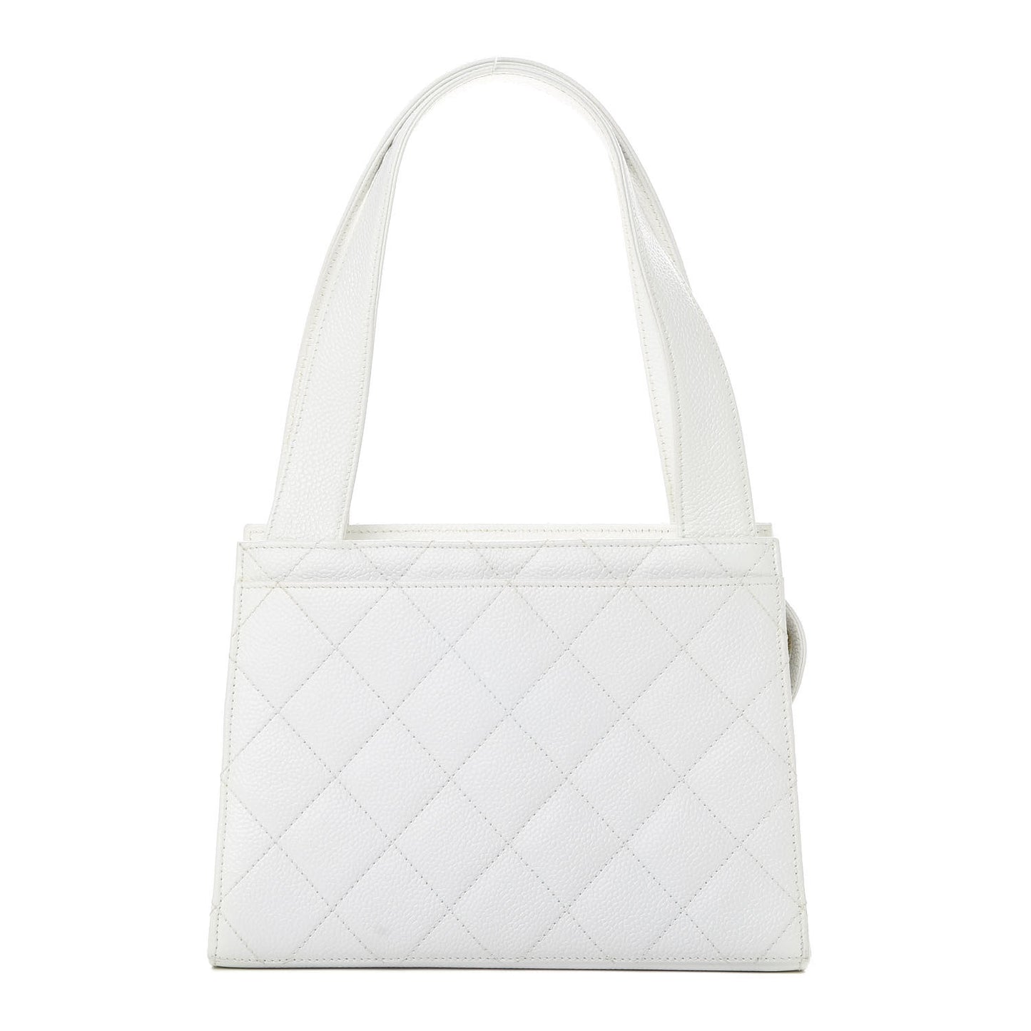 Caviar Quilted Top Handle Bag White
