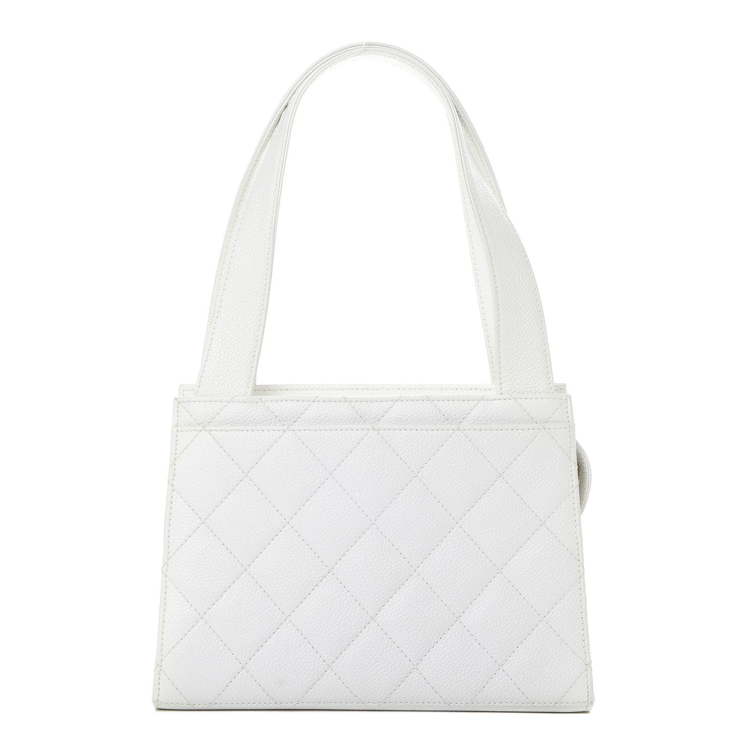 Chanel Caviar Quilted Top Handle Bag White 1 of 12