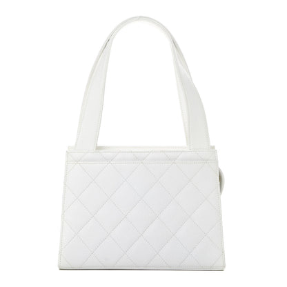 Chanel Caviar Quilted Top Handle Bag White 1 of 12