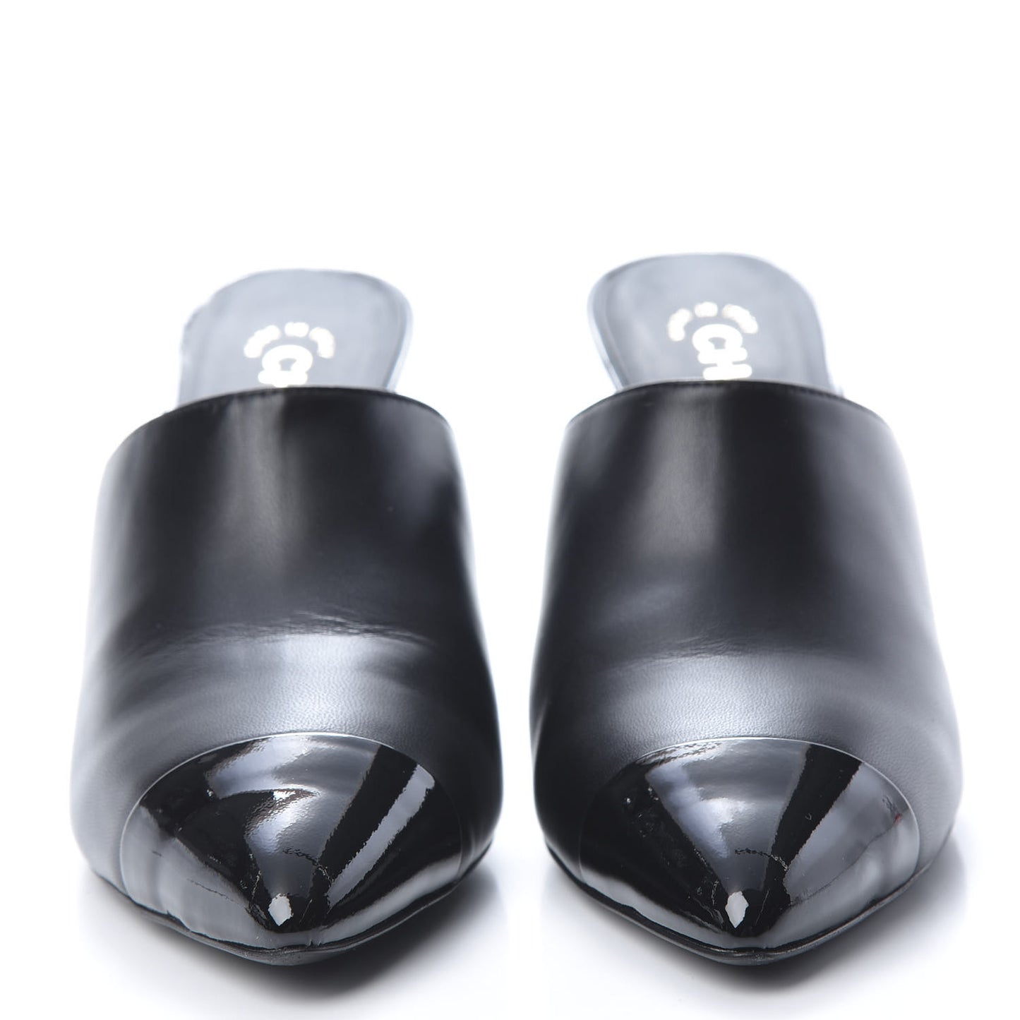 Lambskin Patent Calfskin Pearl Mules 40 Black