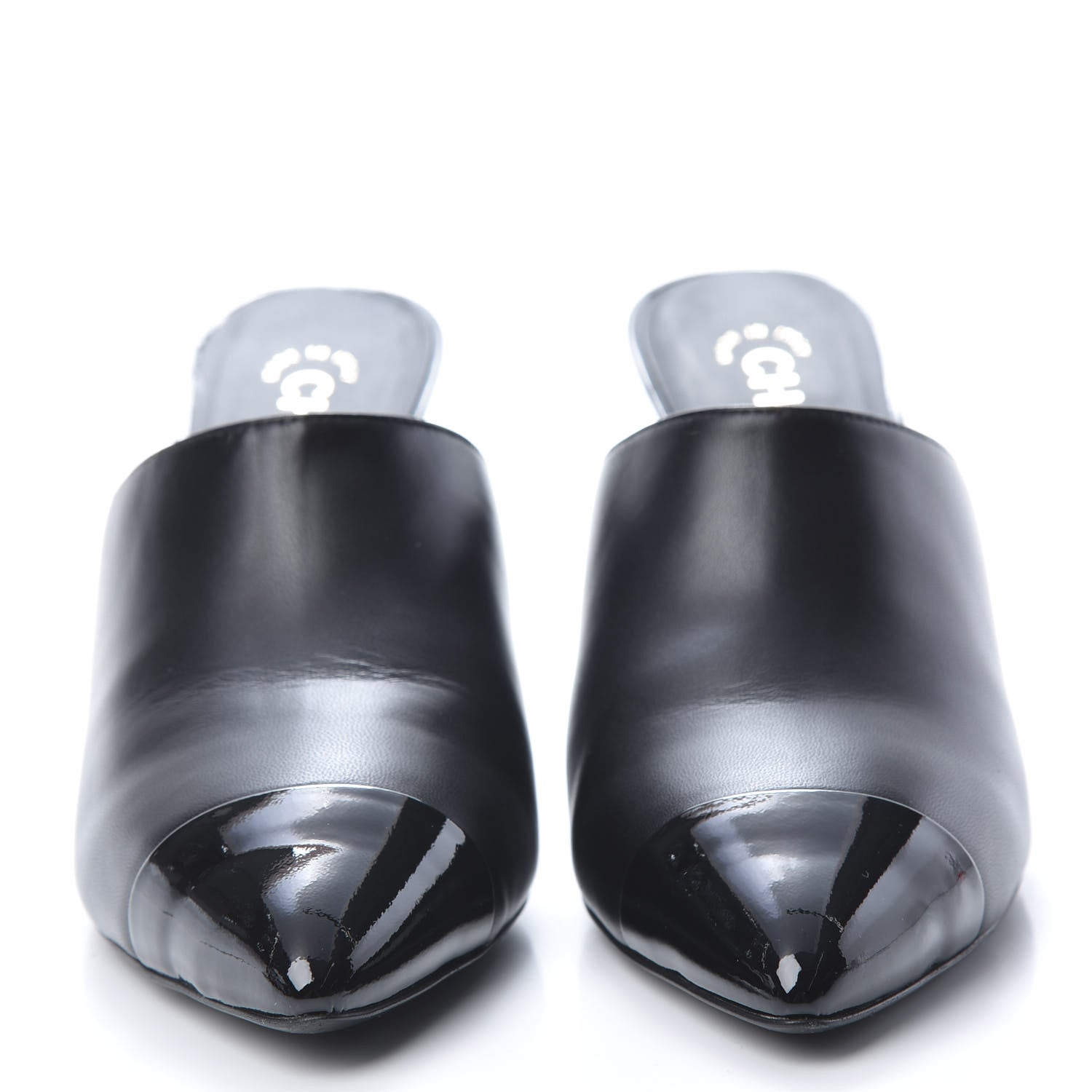Chanel Lambskin Patent Calfskin Pearl Mules 40 Black 2 of 14