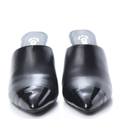 Chanel Lambskin Patent Calfskin Pearl Mules 40 Black 2 of 14