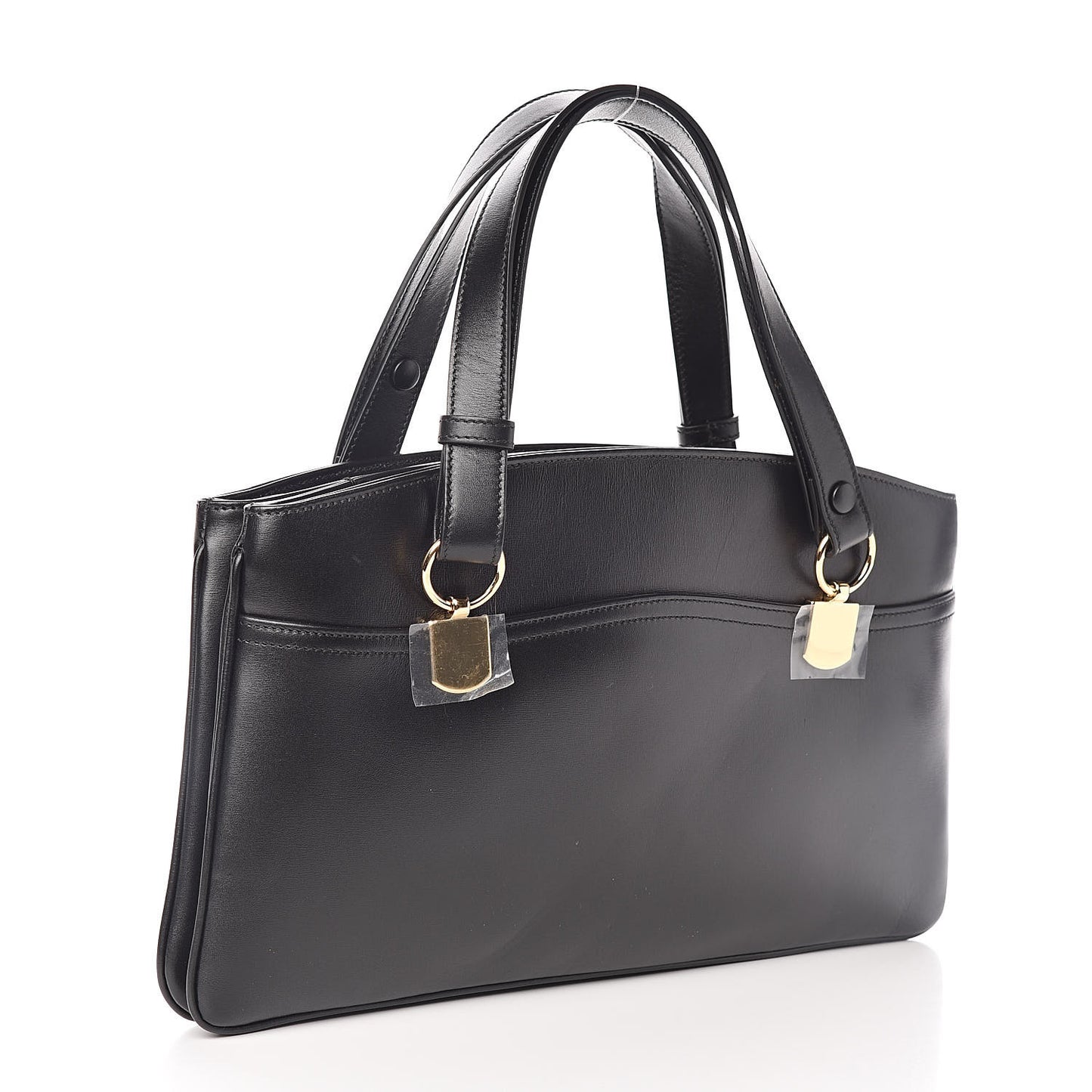 Vitello Palmellato Lux Large Arli Top Handle Bag Black