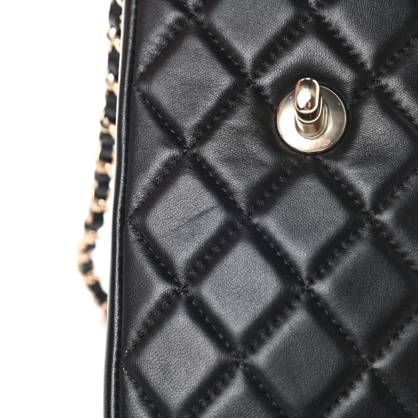 Lambskin Quilted CC Phone Holder Black