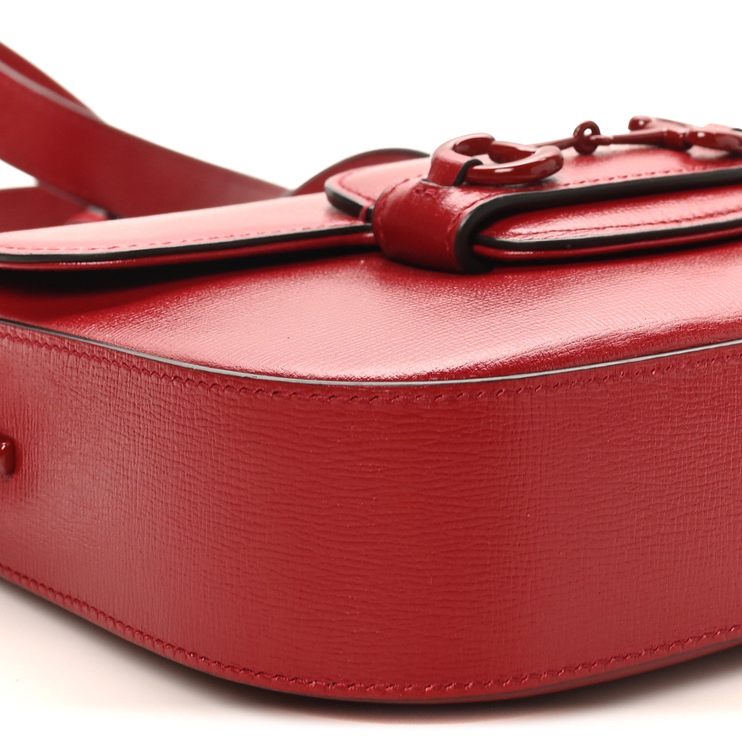 Gucci Azalea Calfskin Web Monochrome Horsebit 1955 Shoulder Bag New Cherry Red New Cherry Red 8 of 9