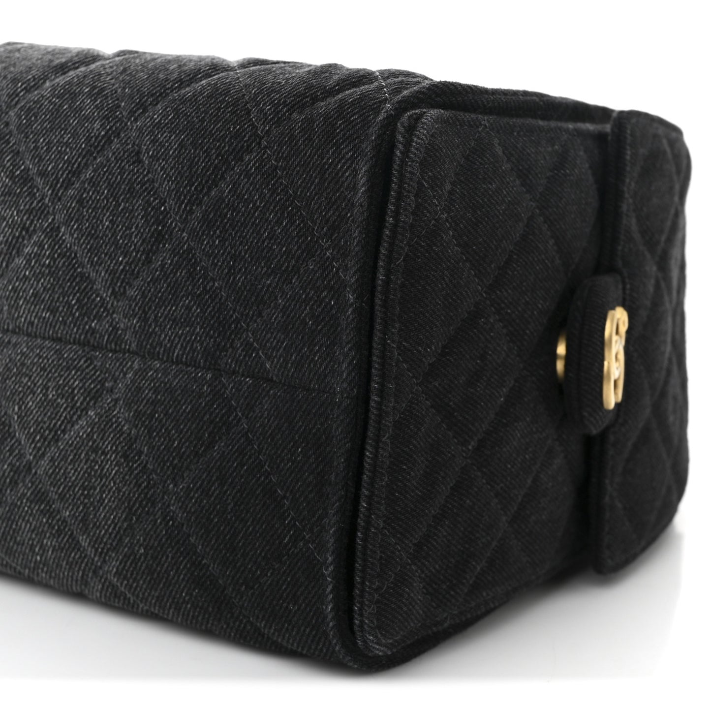Washed Denim Quilted Small Chanel 25 Handbag Black
