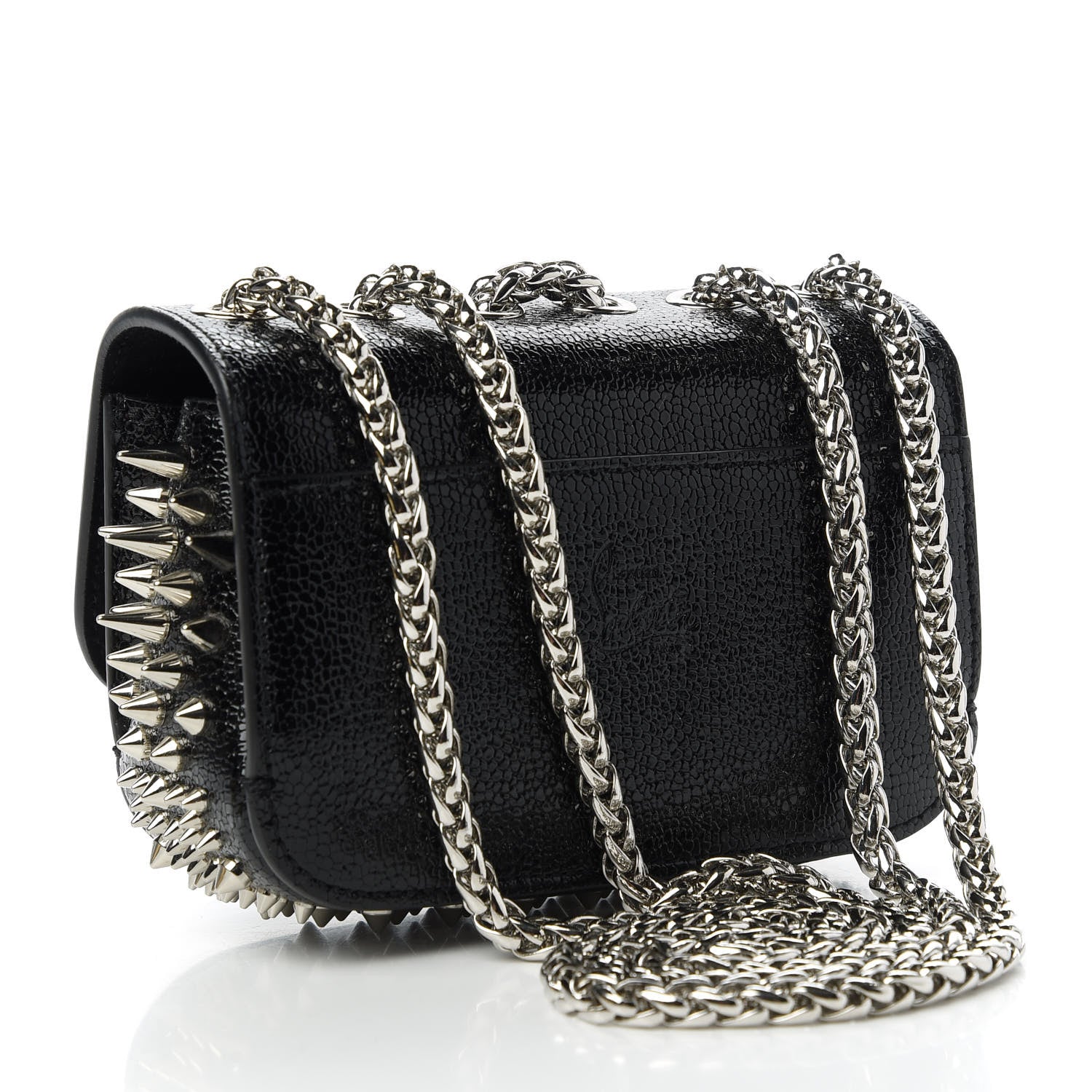 Christian Louboutin Jurassic Calfskin Spikes Sweety Charity NV Crossbody Bag Black Silver 3 of 9