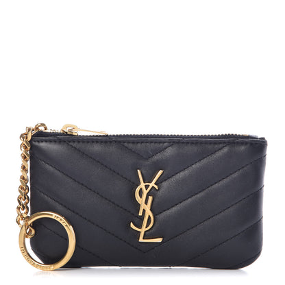 Saint Laurent Calfskin Matelasse Monogram Key Pouch Black 1 of 8