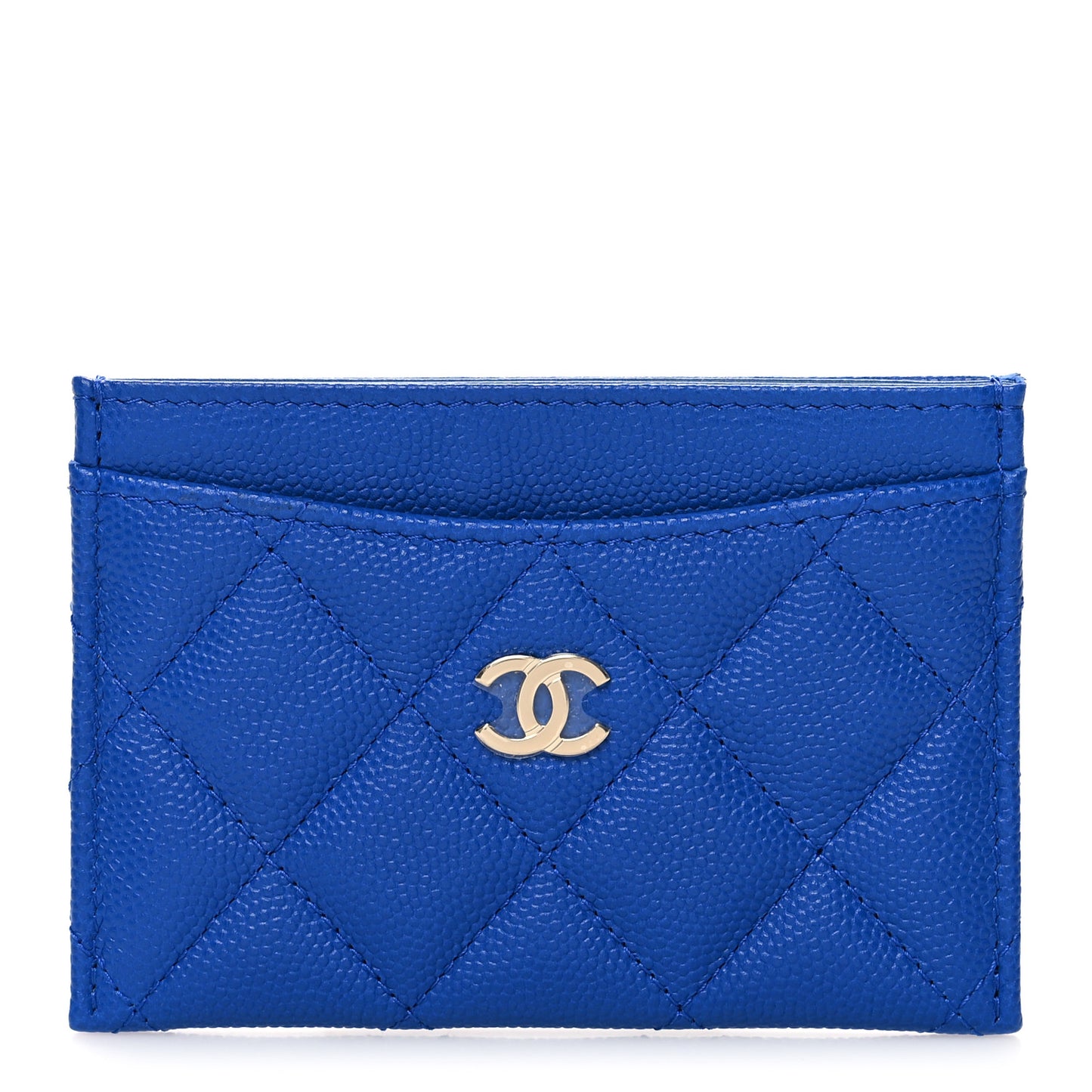 Caviar Quilted Card Holder Blue