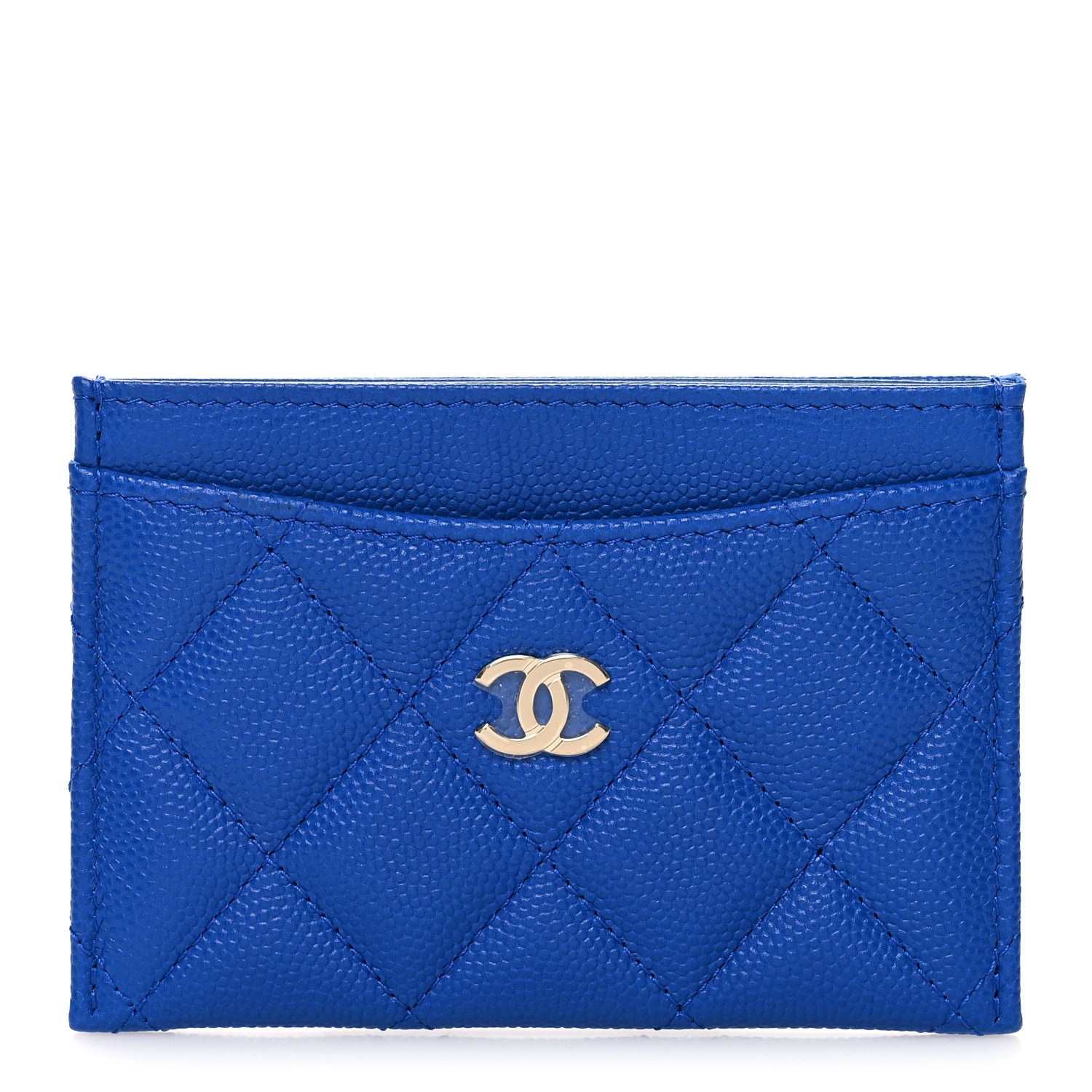 Chanel Caviar Quilted Card Holder Blue 1 of 9
