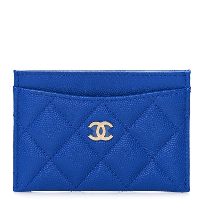 Chanel Caviar Quilted Card Holder Blue 1 of 9