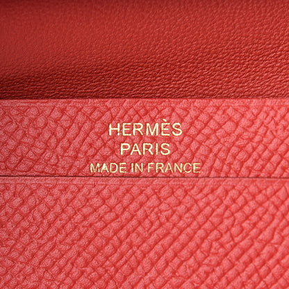Hermes Epsom Bearn Card Holder Wallet Rouge Tomate 6 of 7