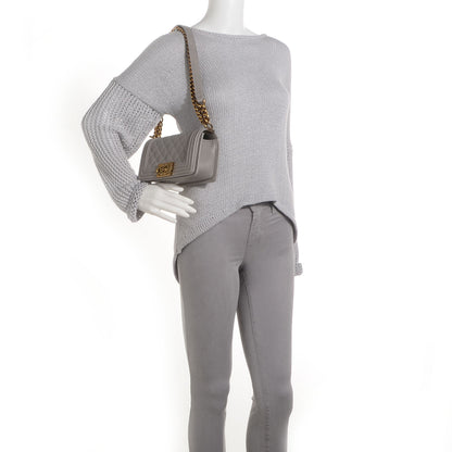 Chanel Caviar Quilted Small Boy Flap Light Grey 2 of 9
