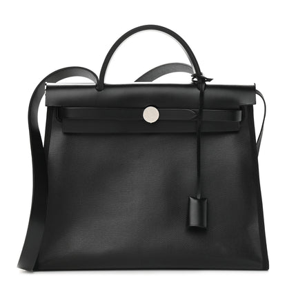 Hermes Toile H Berline Vache Hunter Herbag Zip PM 31 Black Ecru 3 of 11