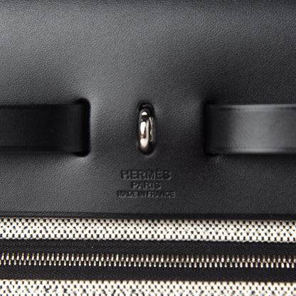 Hermes Toile H Berline Vache Hunter Herbag Zip PM 31 Black Ecru 8 of 10