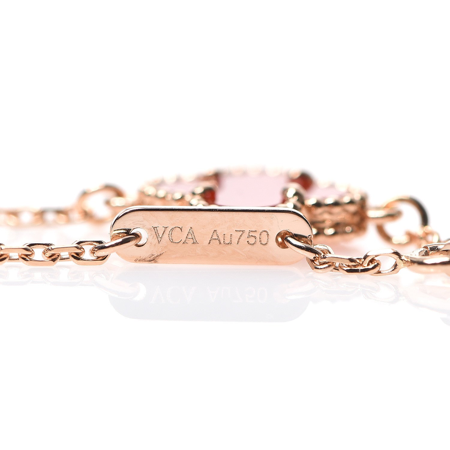 Van Cleef & Arpels 18K Rose Gold Carnelian Sweet Alhambra Bracelet 3 of 4