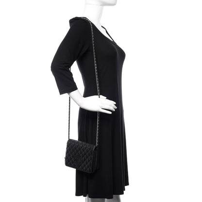 Chanel Lambskin Quilted Diamond CC Wallet On Chain WOC Black 2 of 13