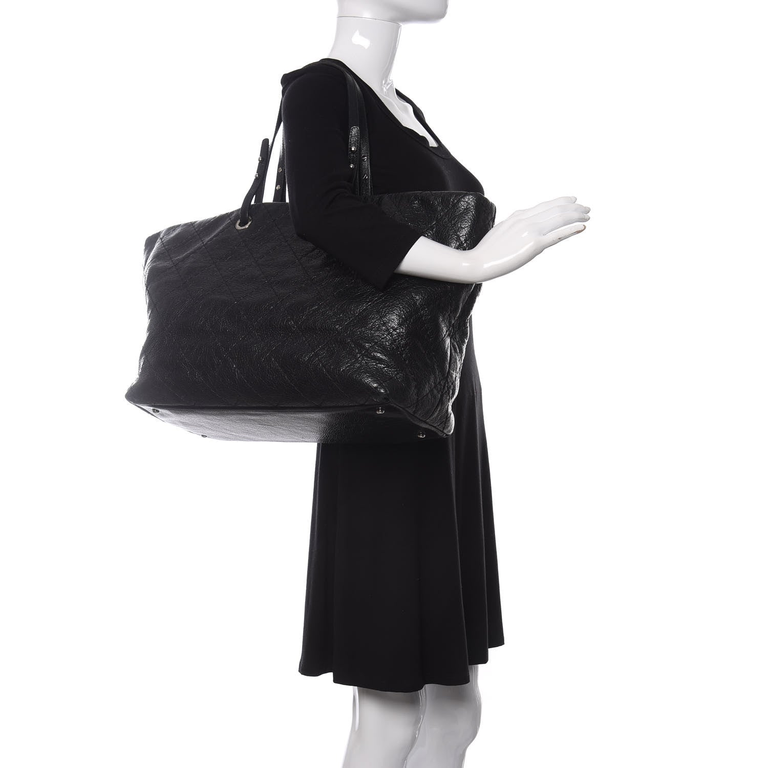 Chanel Glazed Calfskin Large On The Road Tote Black 2 of 12