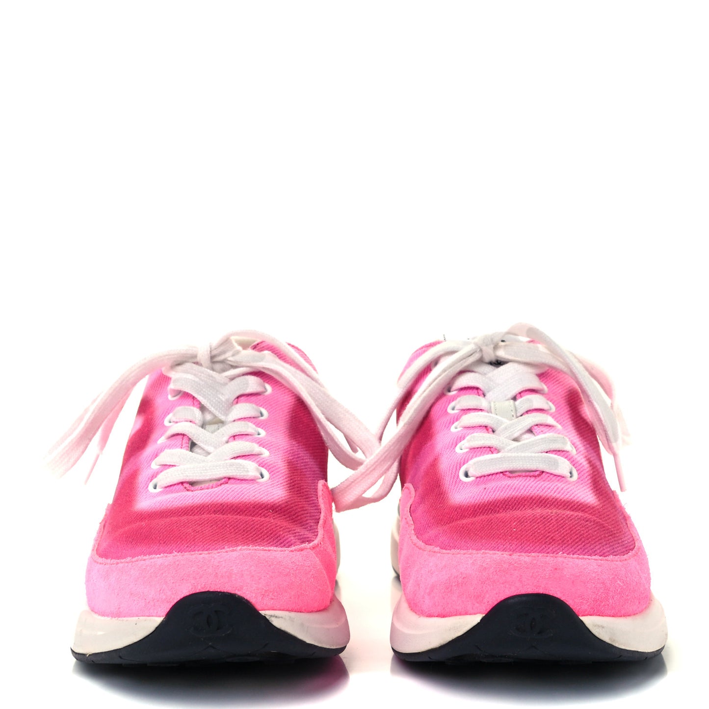 Denim Suede Calfskin Womens CC Sneakers 36 Pink