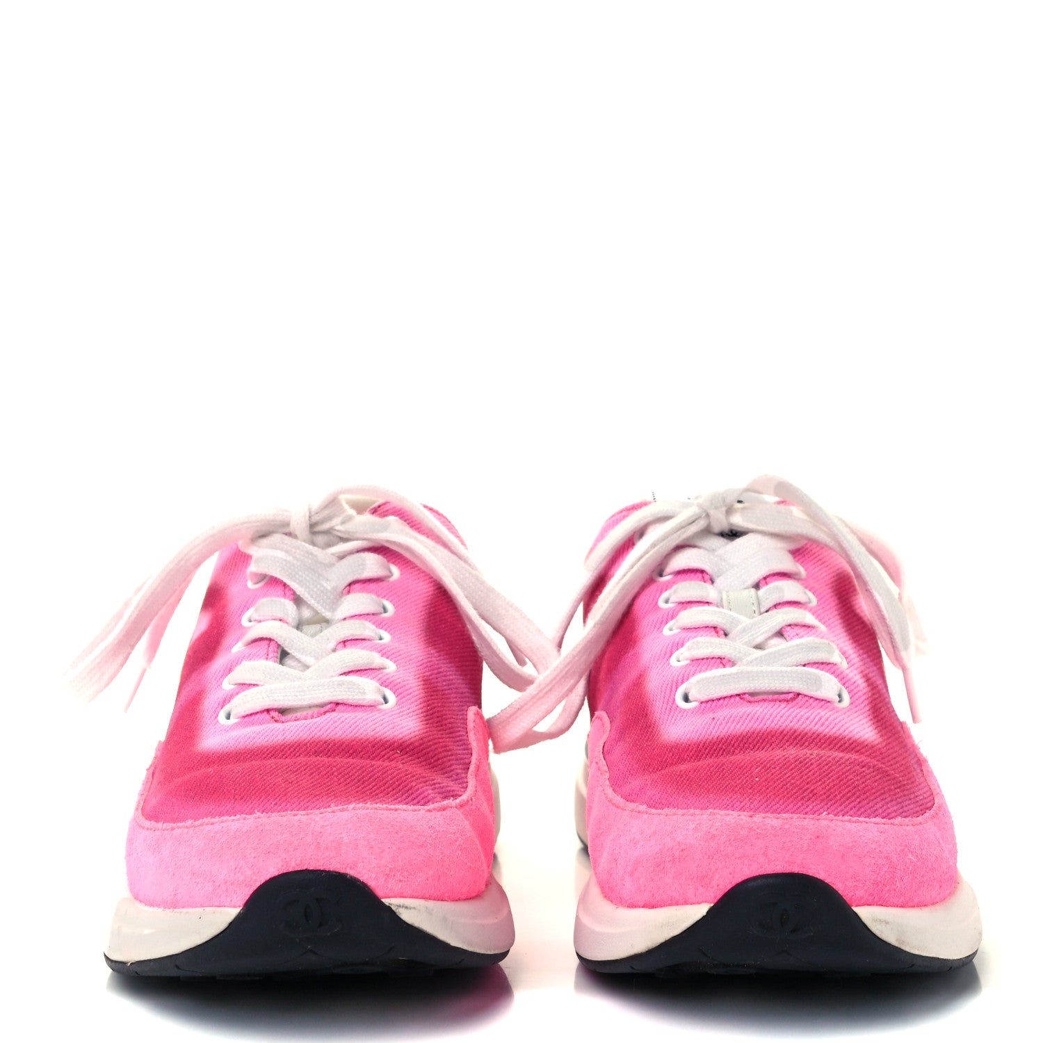 Chanel Denim Suede Calfskin Womens CC Sneakers 36 Pink 3 of 10