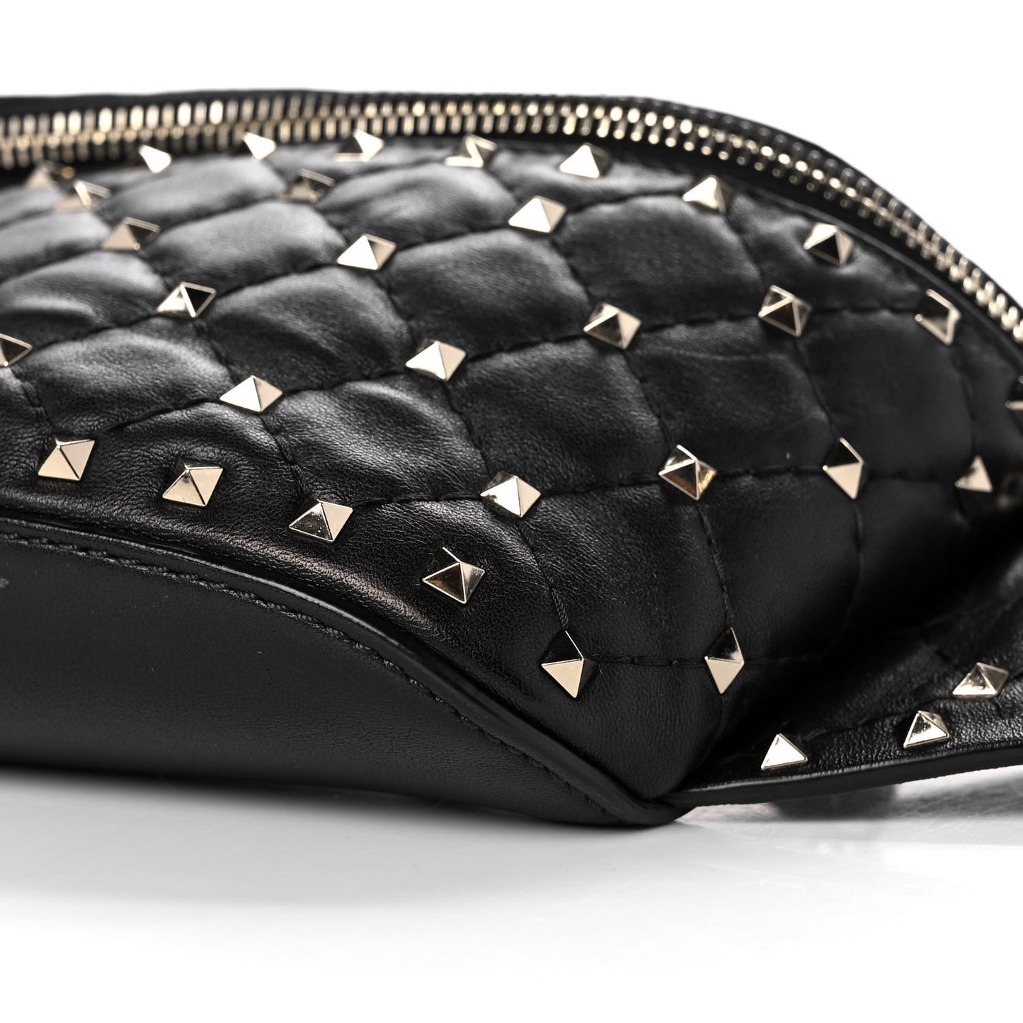 Lambskin Rockstud Spike Belt Bag 85 Black