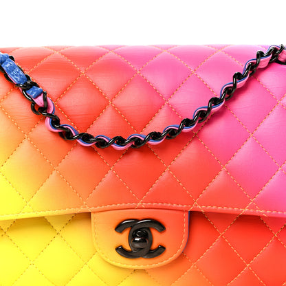 Chanel Calfskin Quilted Medium Rainbow Double Flap Multicolor 9 of 11