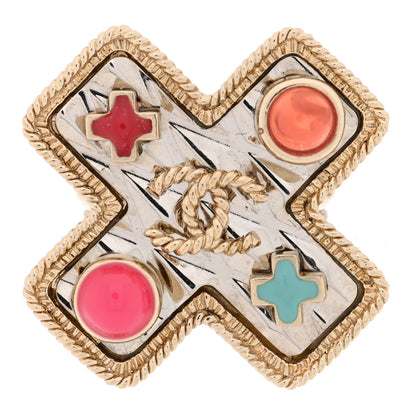 Chanel Gripoix Enamel XOXO CC Ring 52 6 Light Gold 1 of 5