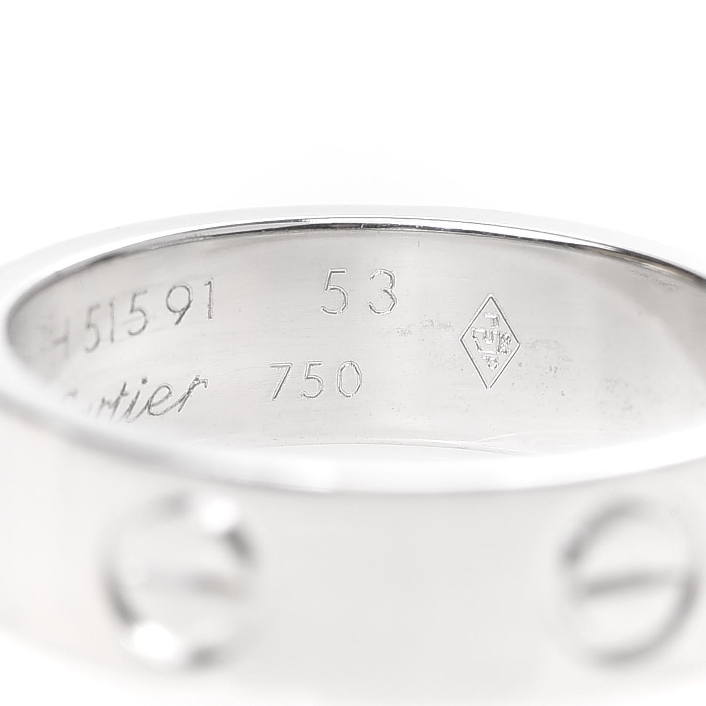 18K White Gold 5.5mm LOVE Ring 53 6.25