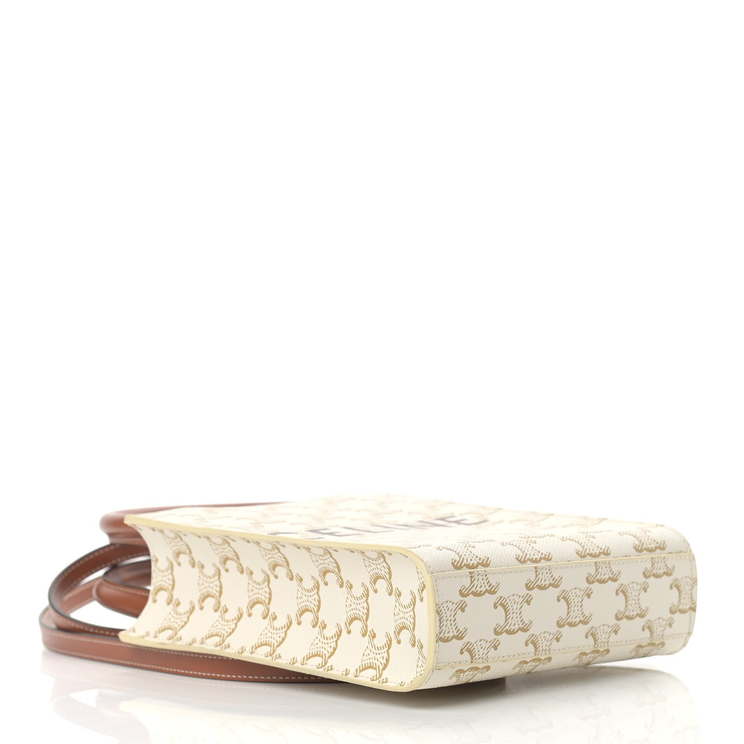 Celine Triomphe Canvas Calfskin Mini Vertical Cabas White 4 of 9