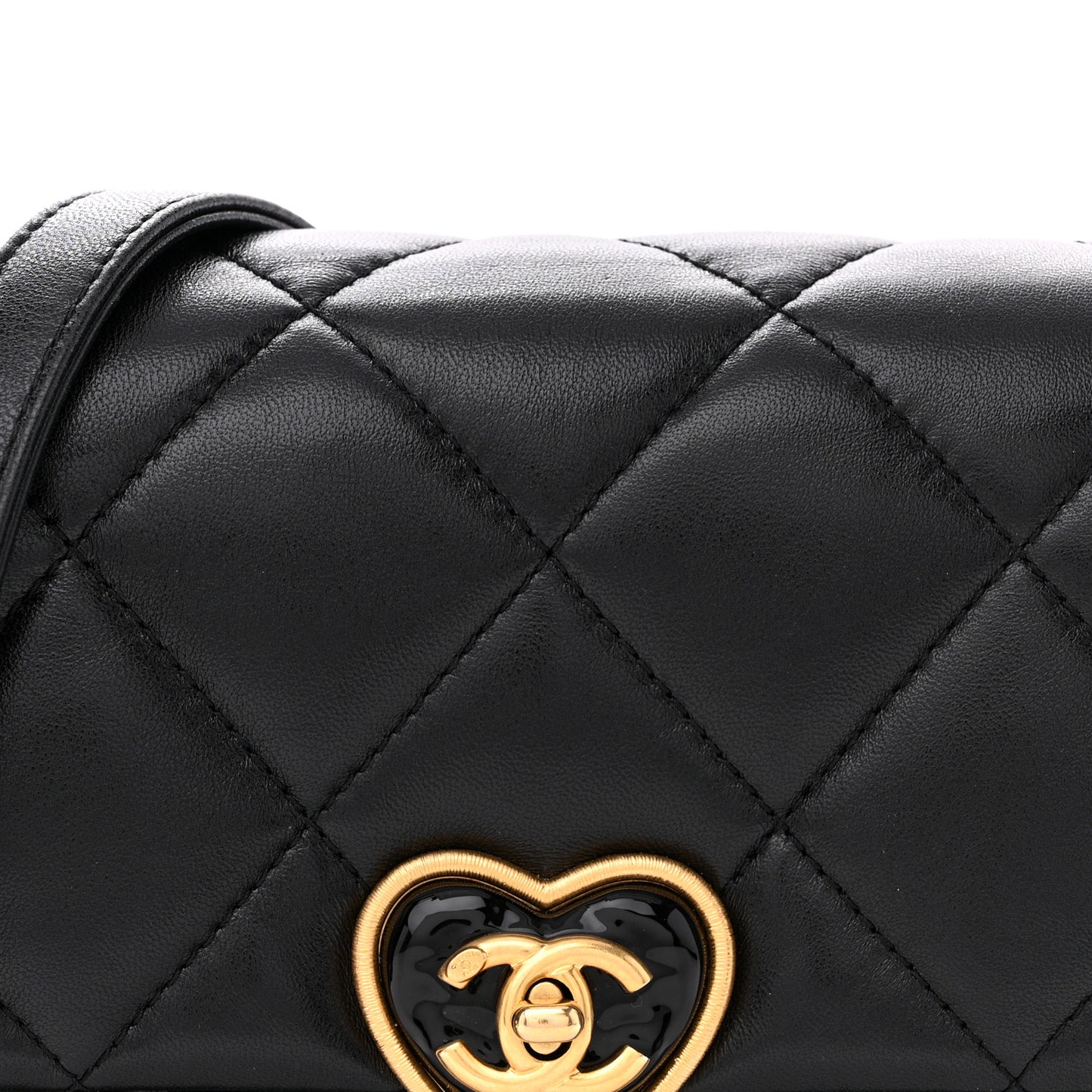 Lambskin Plexiglass Quilted Coco Love Mini Flap Black