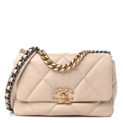 Chanel Lambskin Quilted Medium Chanel 19 Flap Light Beige 1 of 10