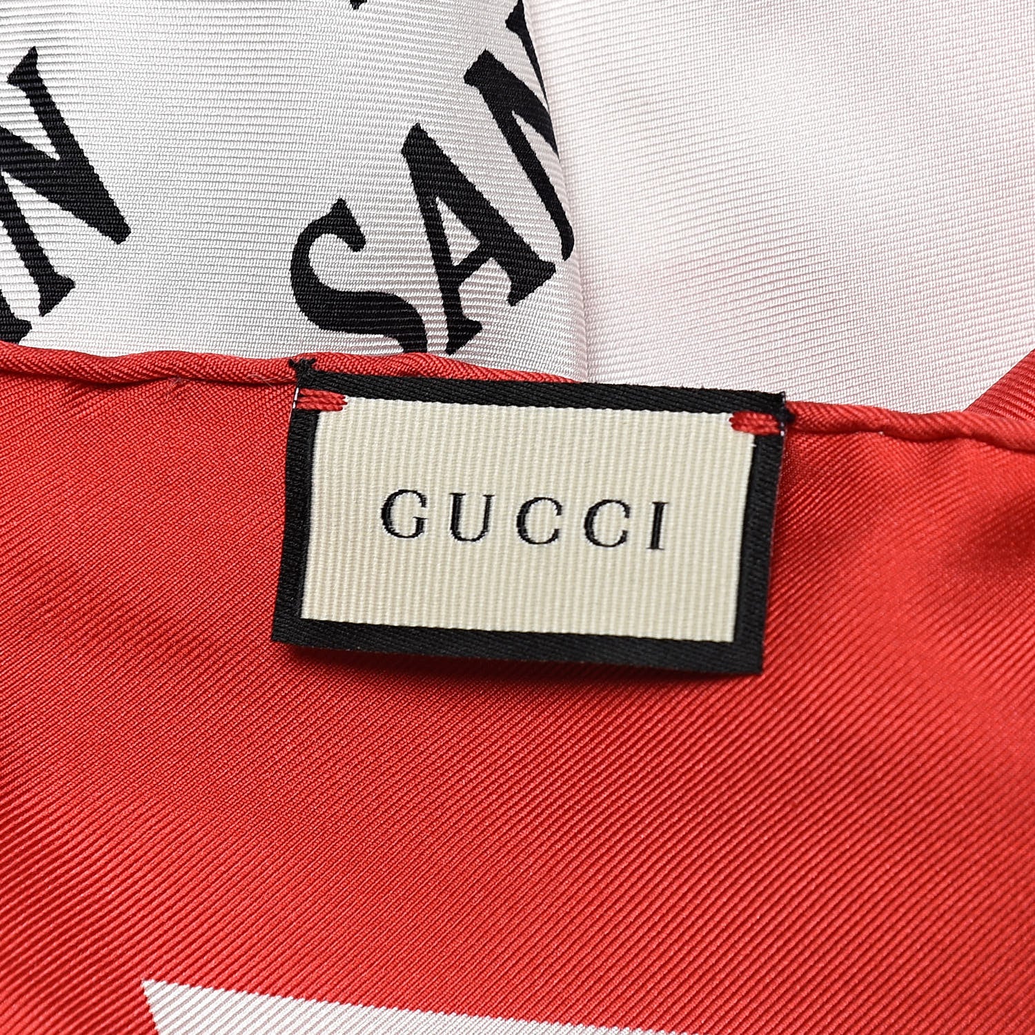 Gucci Silk Gucci World Square Scarf Ivory Red 4 of 4