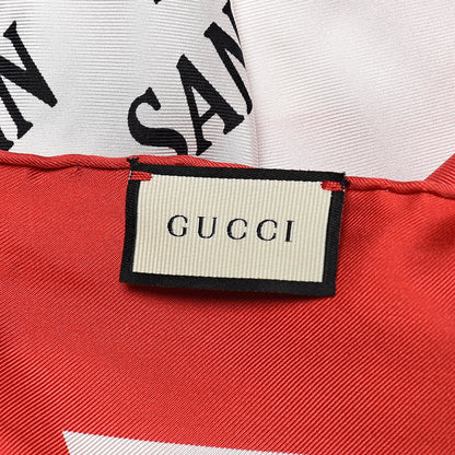 Gucci Silk Gucci World Square Scarf Ivory Red 4 of 4