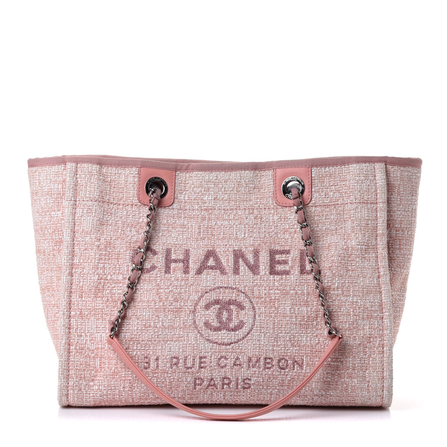 Chanel Canvas Small Deauville Tote Pink 1 of 4