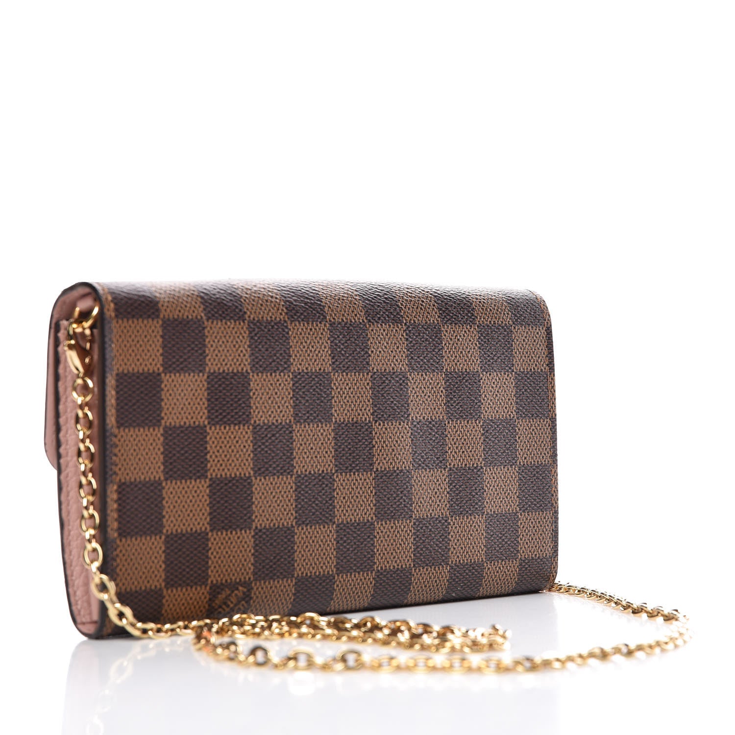 Louis Vuitton Damier Ebene Croisette Chain Wallet Rose Ballerine 3 of 8