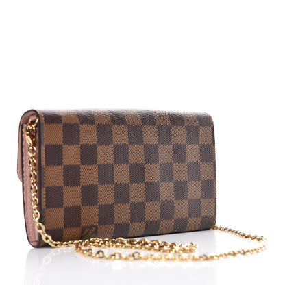 Louis Vuitton Damier Ebene Croisette Chain Wallet Rose Ballerine 3 of 8