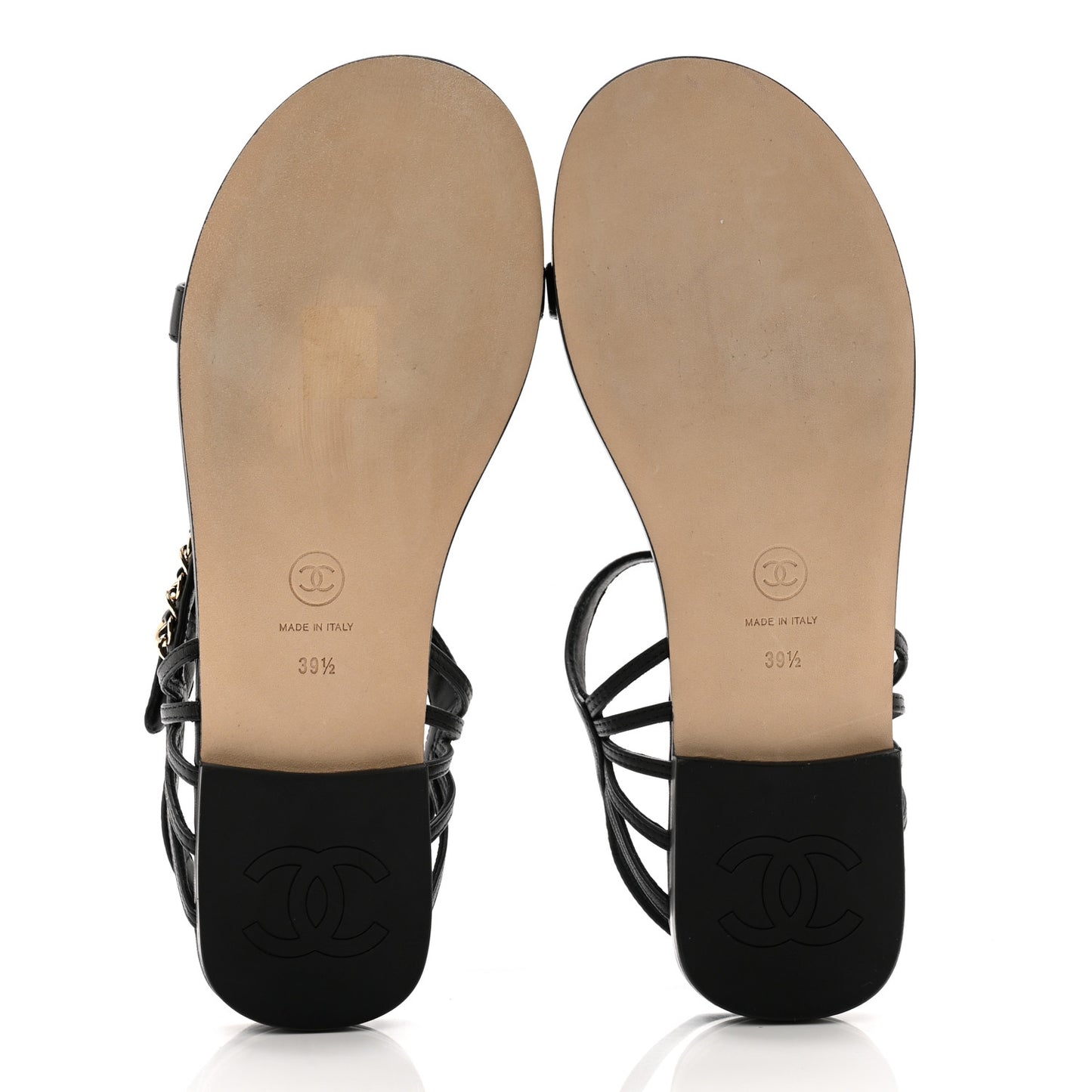 Lambskin Chain Sandals 39.5 Black