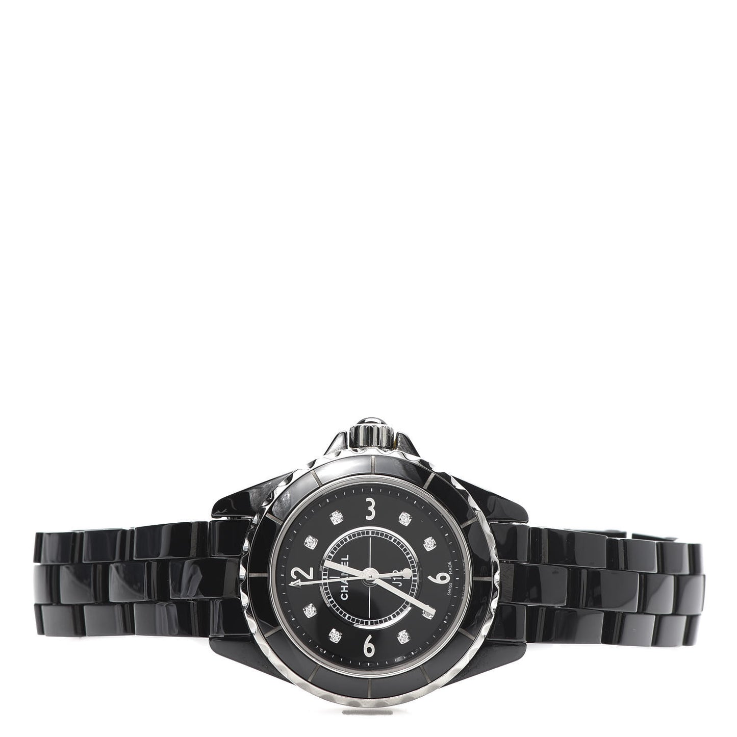 Stainless Steel Ceramic Diamond 29mm J12 Quartz Watch Black