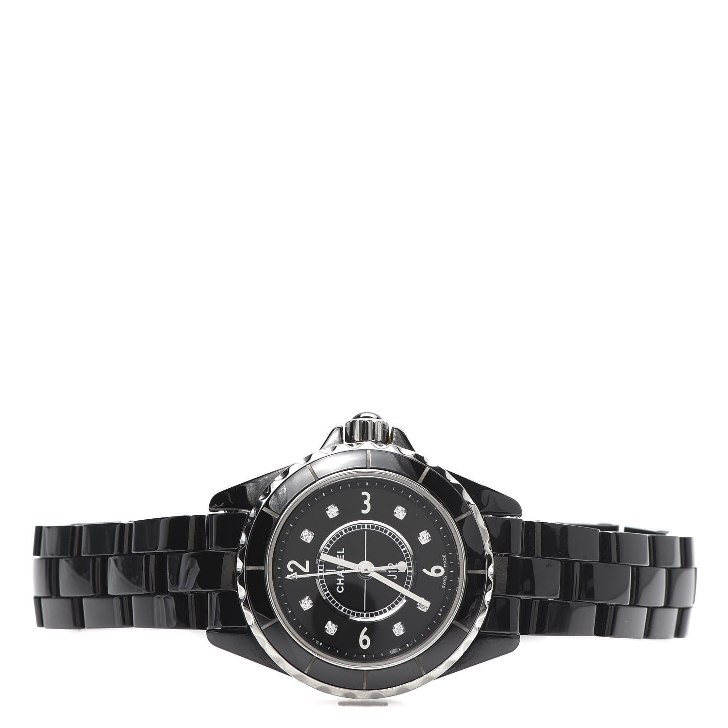 Chanel Stainless Steel Ceramic Diamond 29mm J12 Quartz Watch Black 3 of 6