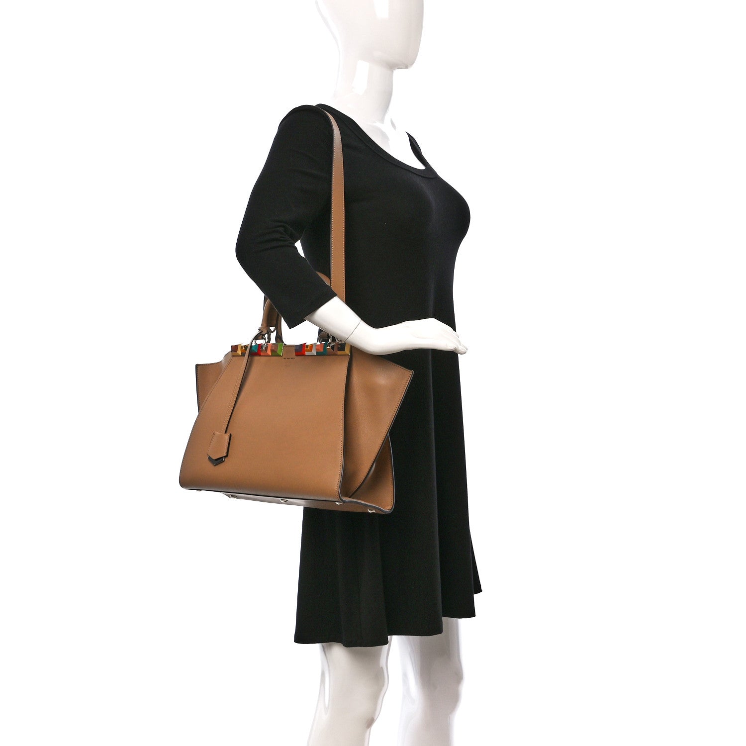 Fendi VItello Dolce Studded Petite 3Jours Tote Cuoio Multicolor 2 of 8