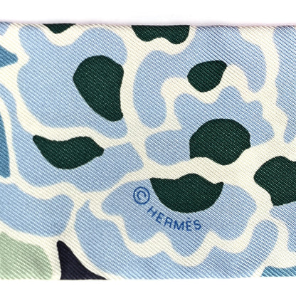 Hermes Silk Bingata Twilly Bleu Ciel Vert Rose 3 of 4
