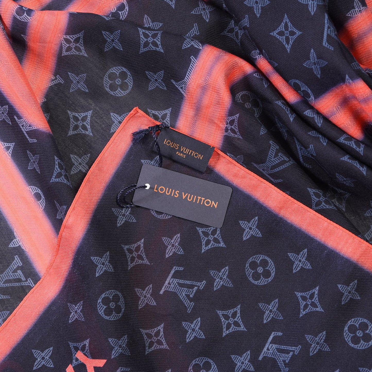 Silk Monogram Upside Down Scarf Marine