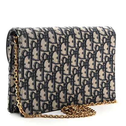 Christian Dior Oblique Saddle Chain Pouch Blue 3 of 10