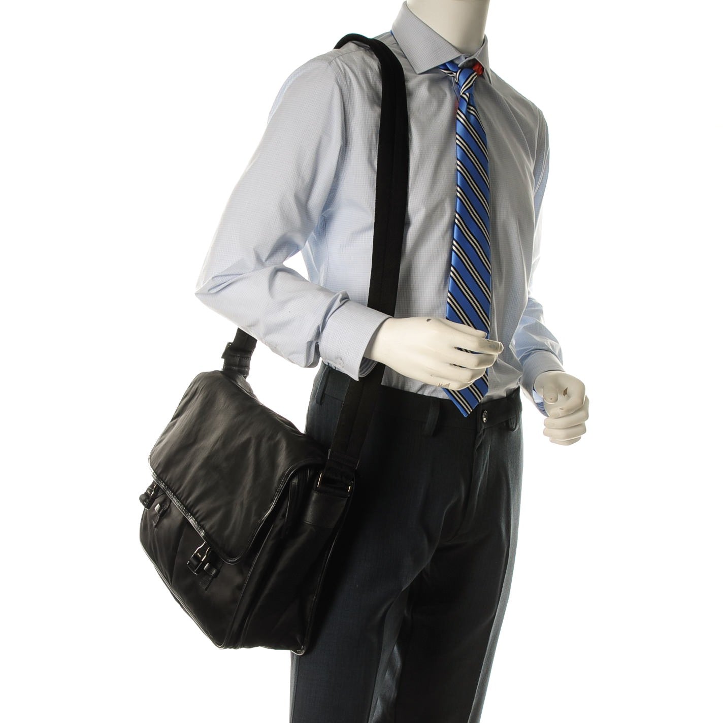 Tessuto Nylon Saffiano Messenger Bag Nero Black