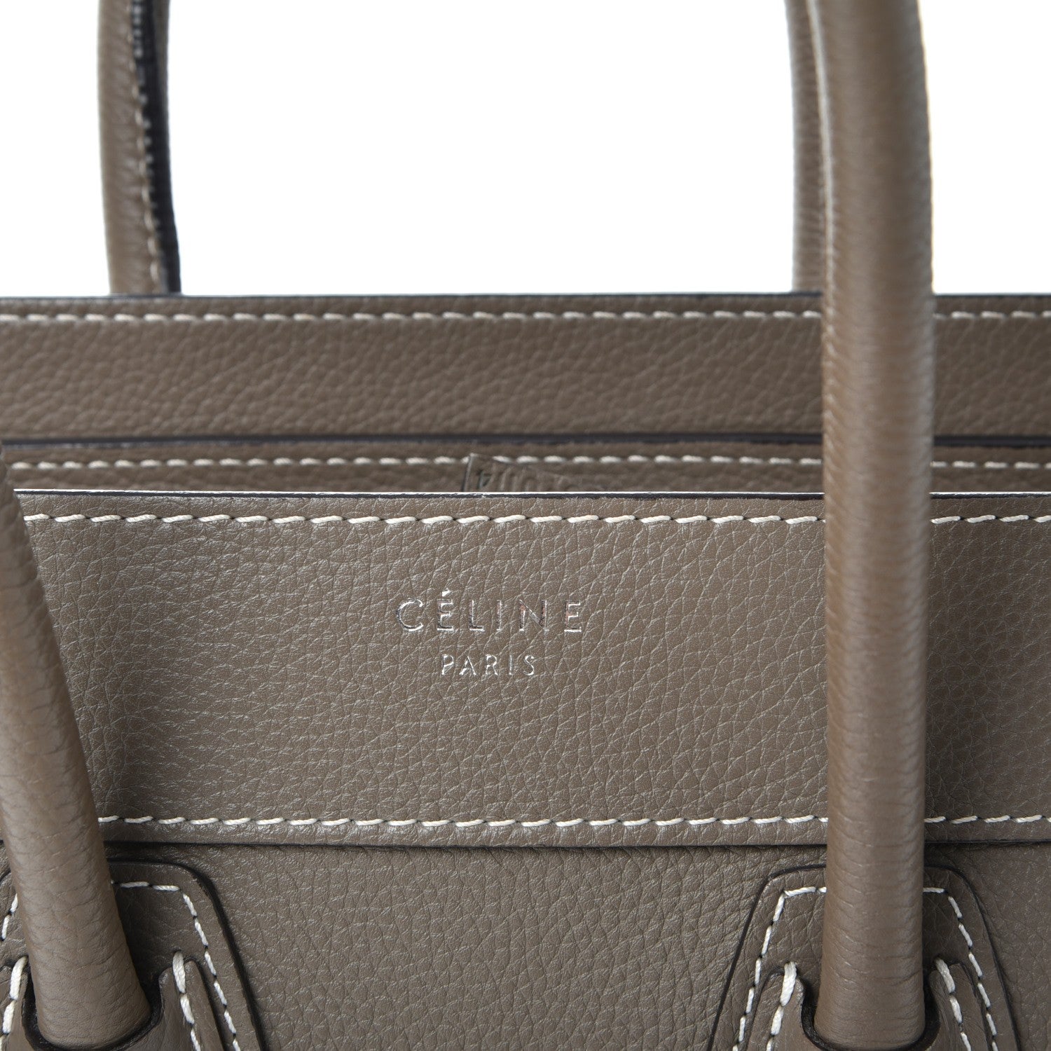 Celine Drummed Calfskin Micro Luggage Souris 8 of 10