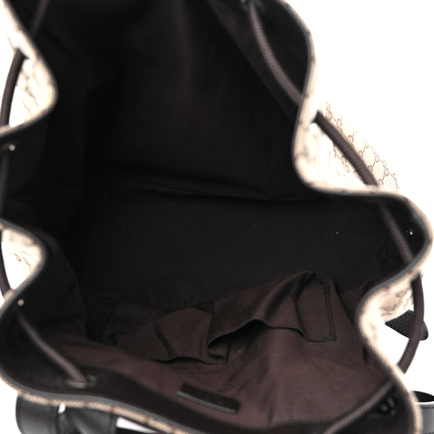 Monogram Dollar Calfskin O Drawstring Backpack Beige Ebony Testa di Moro Dark Chocolate